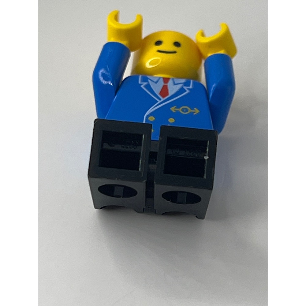 LEGO Train Conductor Minifigure trn045 Blue Jacket Red Tie Hat Vintage City - Picture 7 of 7